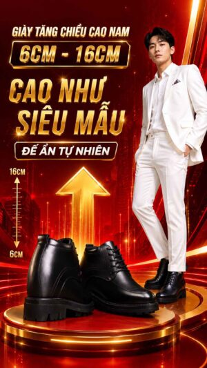 Giày Tăng Chiều Cao 16cm CS163 giúp dáng đứng tự tin hơn