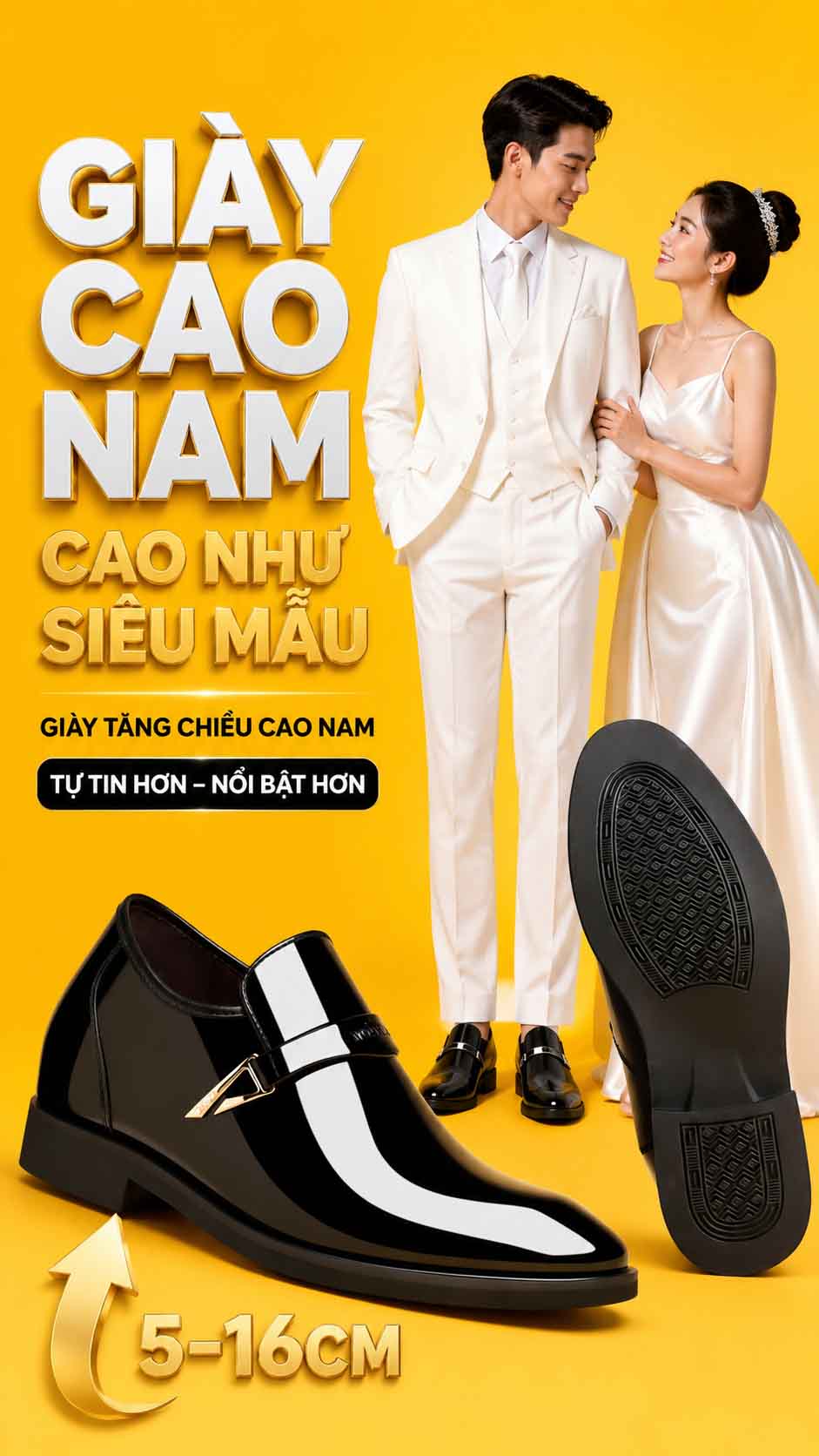 Giày Cưới Cao Nam phong cách Hàn Quốc trẻ trung