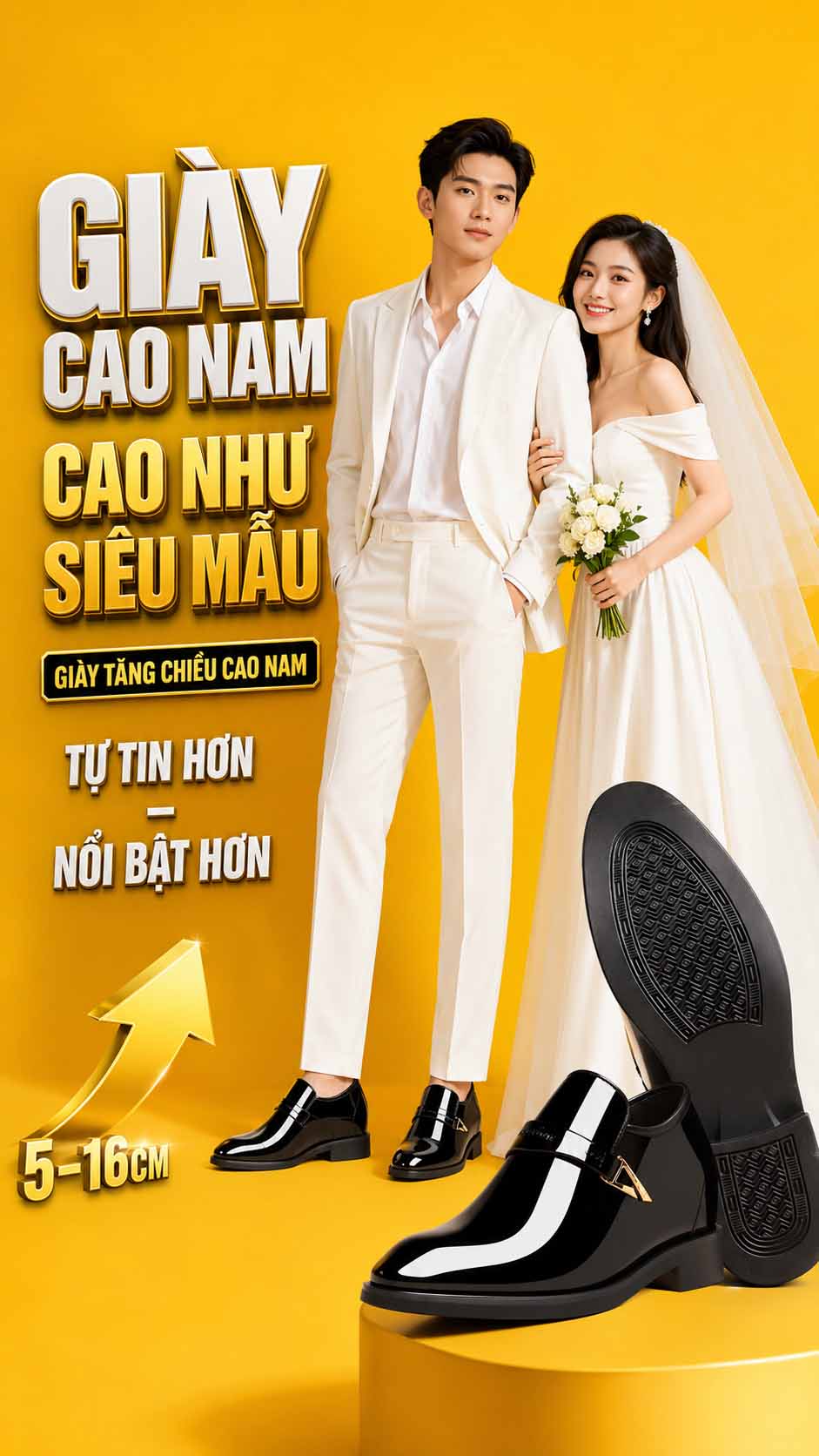 Giày Cưới Cao Nam đẹp chuẩn phong cách quý ông