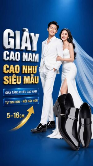 Giày Cưới Cao Nam tăng chiều cao 12cm dành cho chú rể