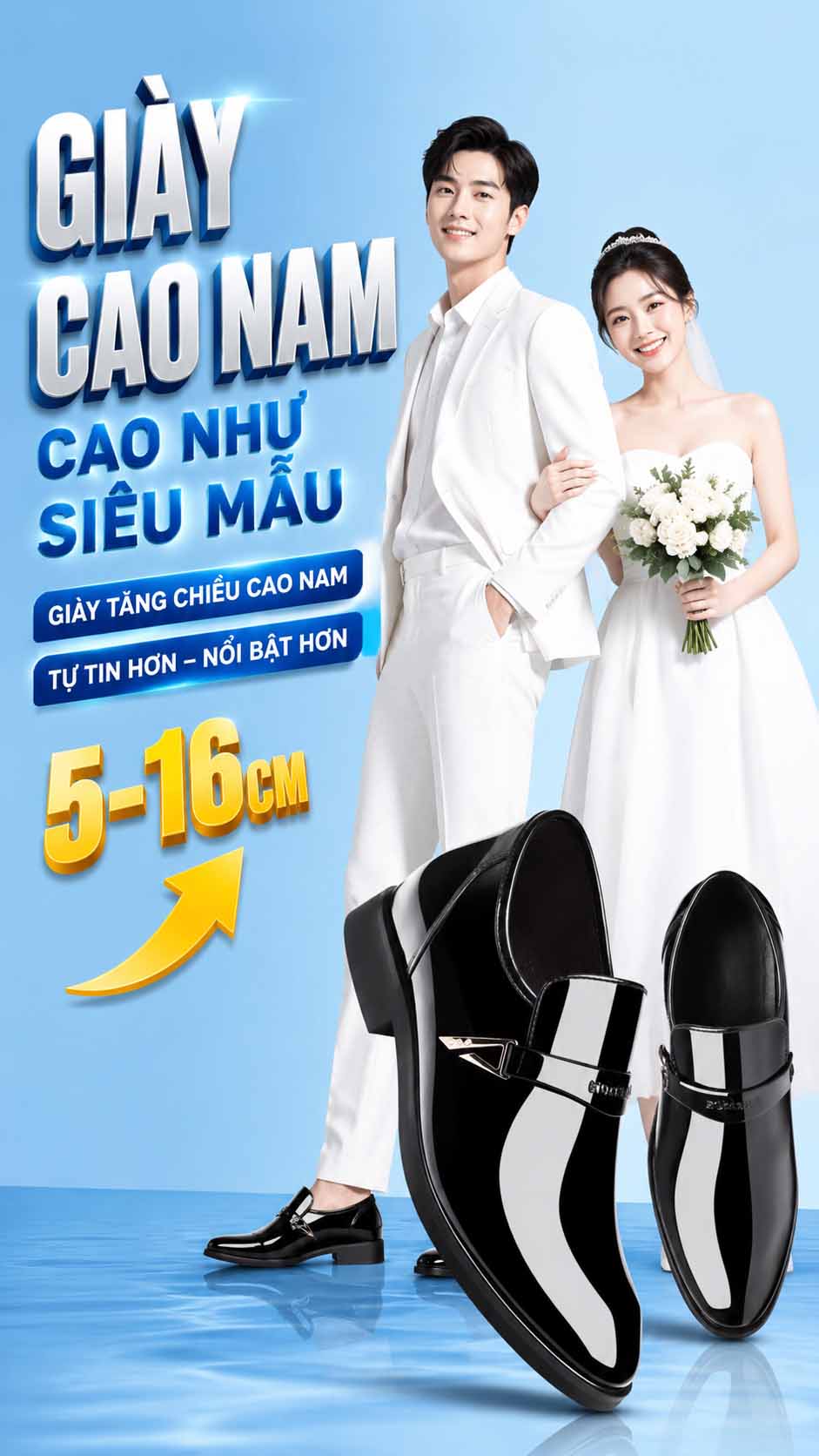 Giày Cưới Cao Nam da bò cao cấp bền đẹp
