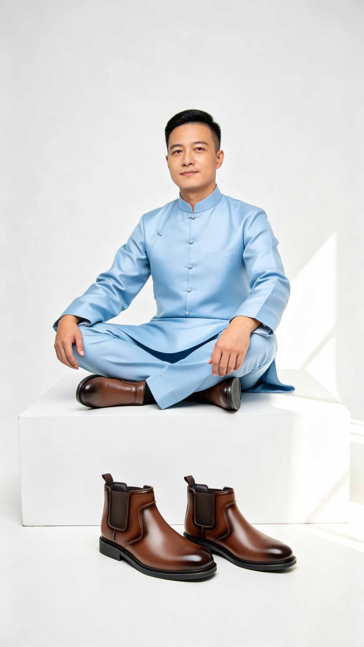 Giày cưới cao nam màu đen cổ điển