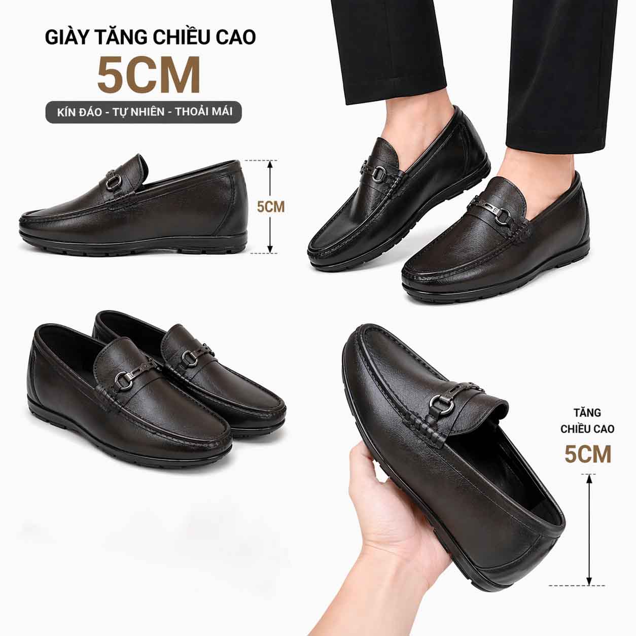 Giày lười tăng chiều cao nam – phối đồ công sở lịch lãm