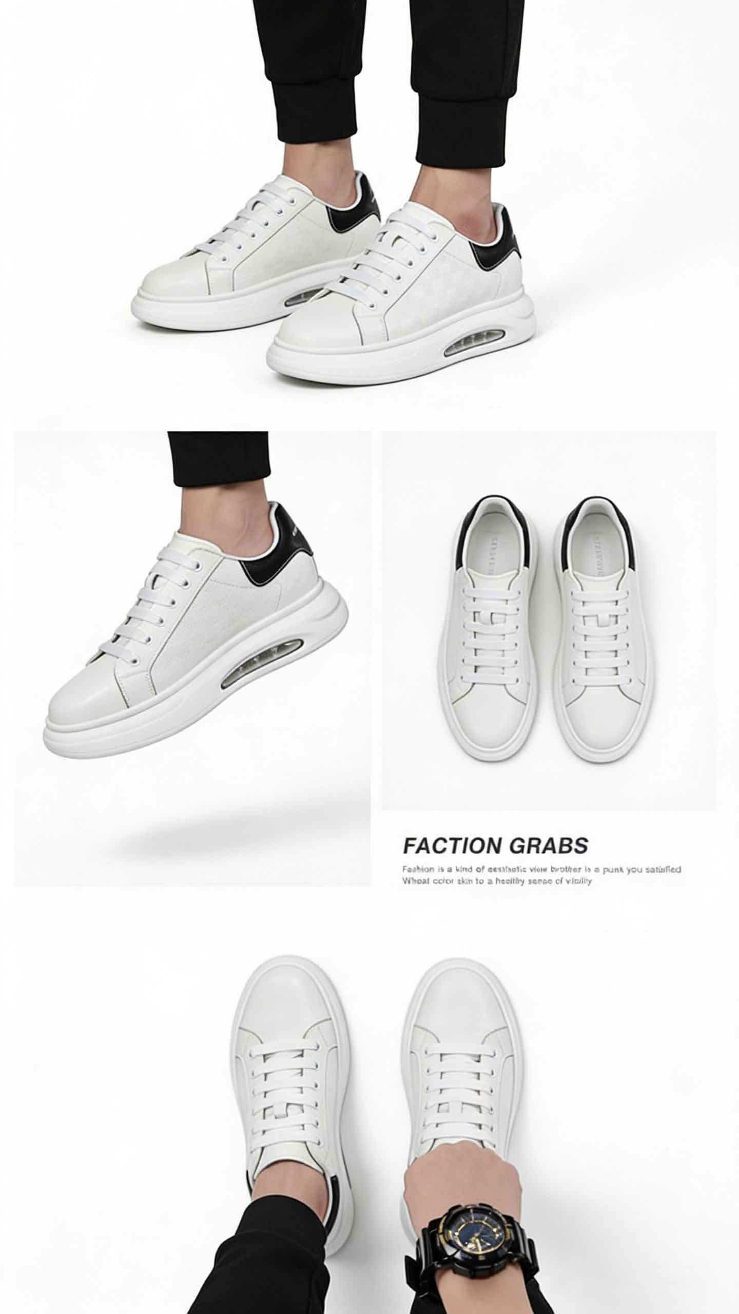 Giày sneaker tăng chiều cao nam cao như siêu mẫu (5–16cm) mang lại vẻ lịch lãm.