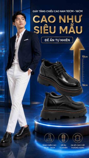 Giày tăng chiều cao nam 10cm da thật