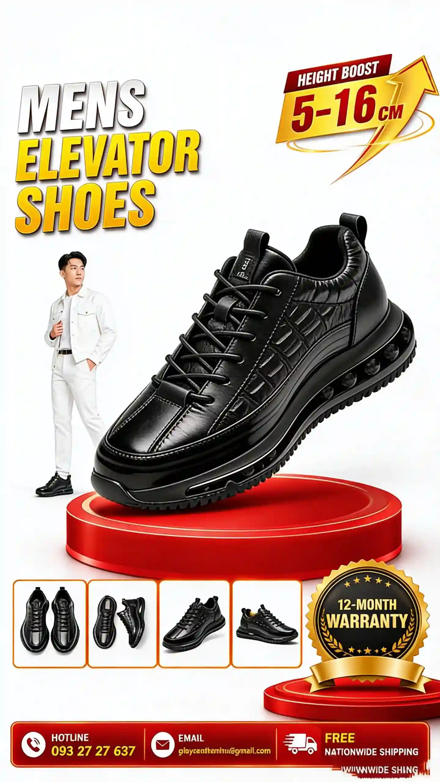 Cao như siêu mẫu 7cm giày nam tăng chiều cao không lộ Cao như siêu mẫu 7cm giày nam tăng chiều cao không lộ