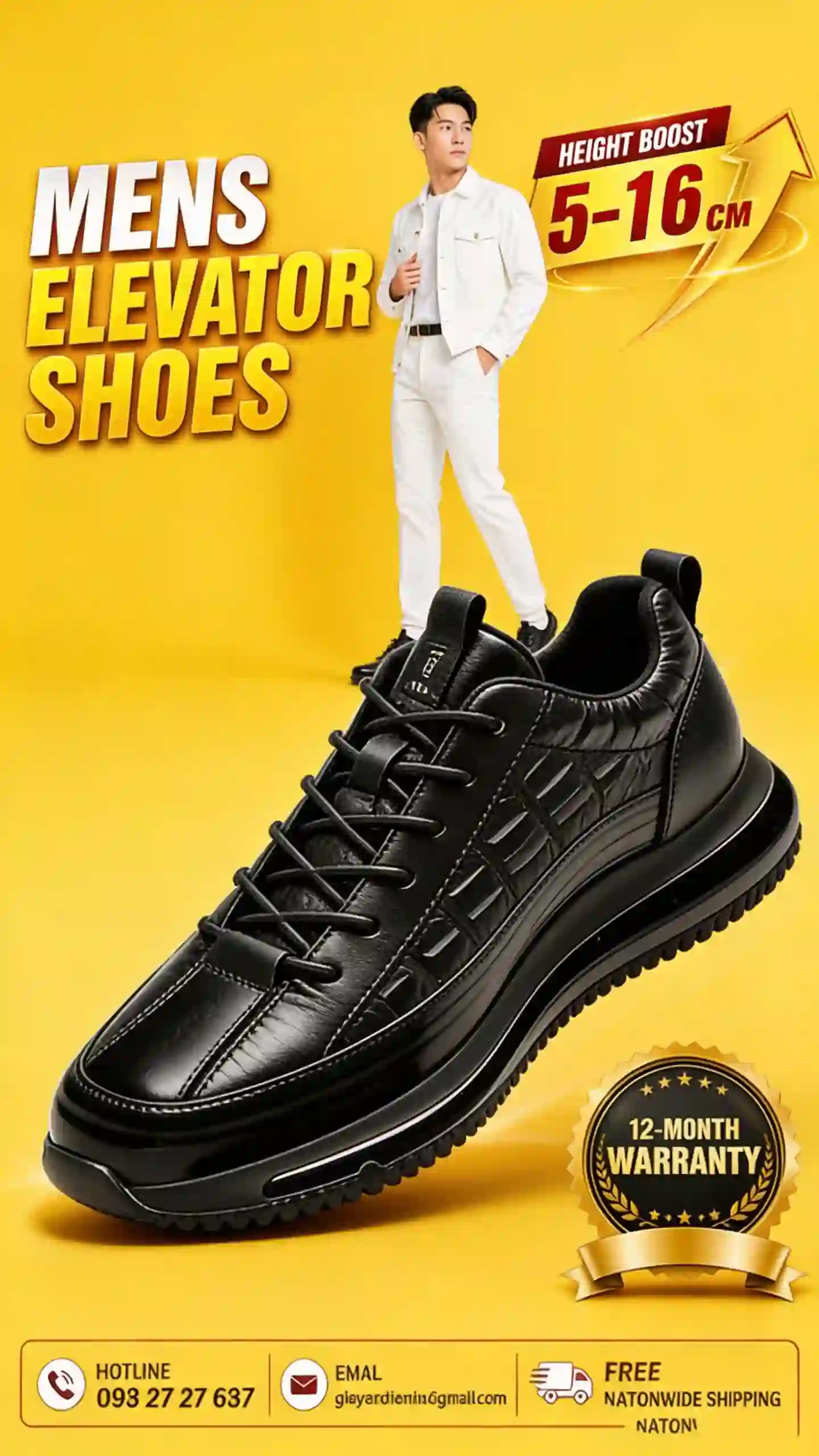 Cao như siêu mẫu 7cm giày sneaker tăng chiều cao nam