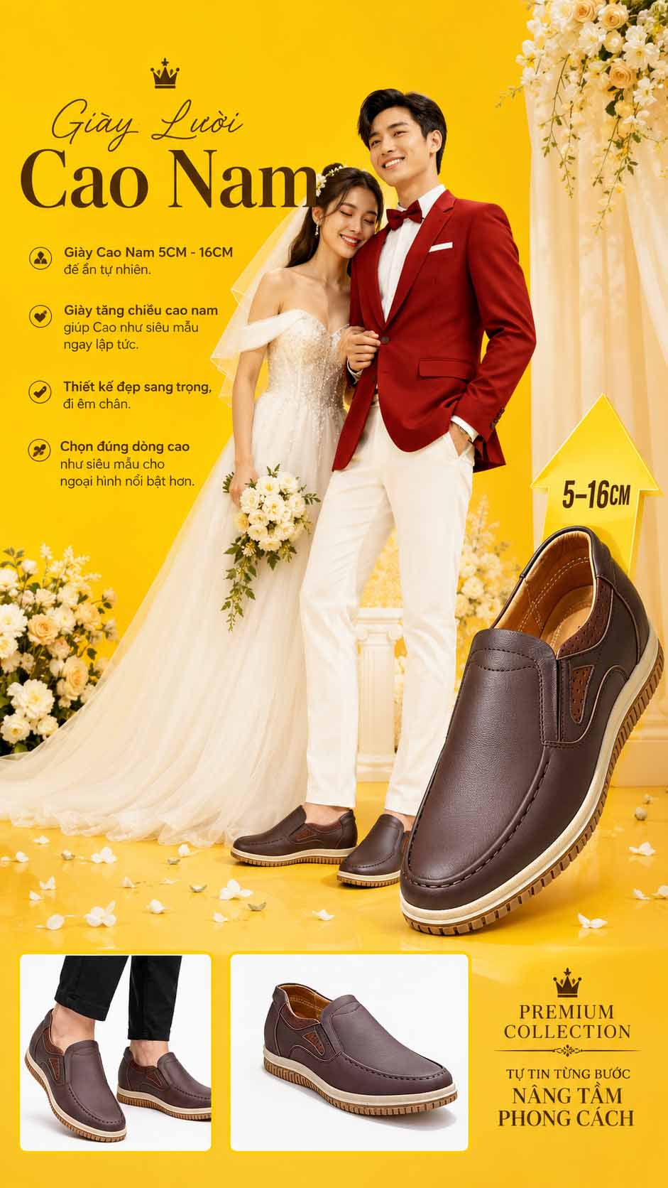 Giày lười cao nam đế ẩn