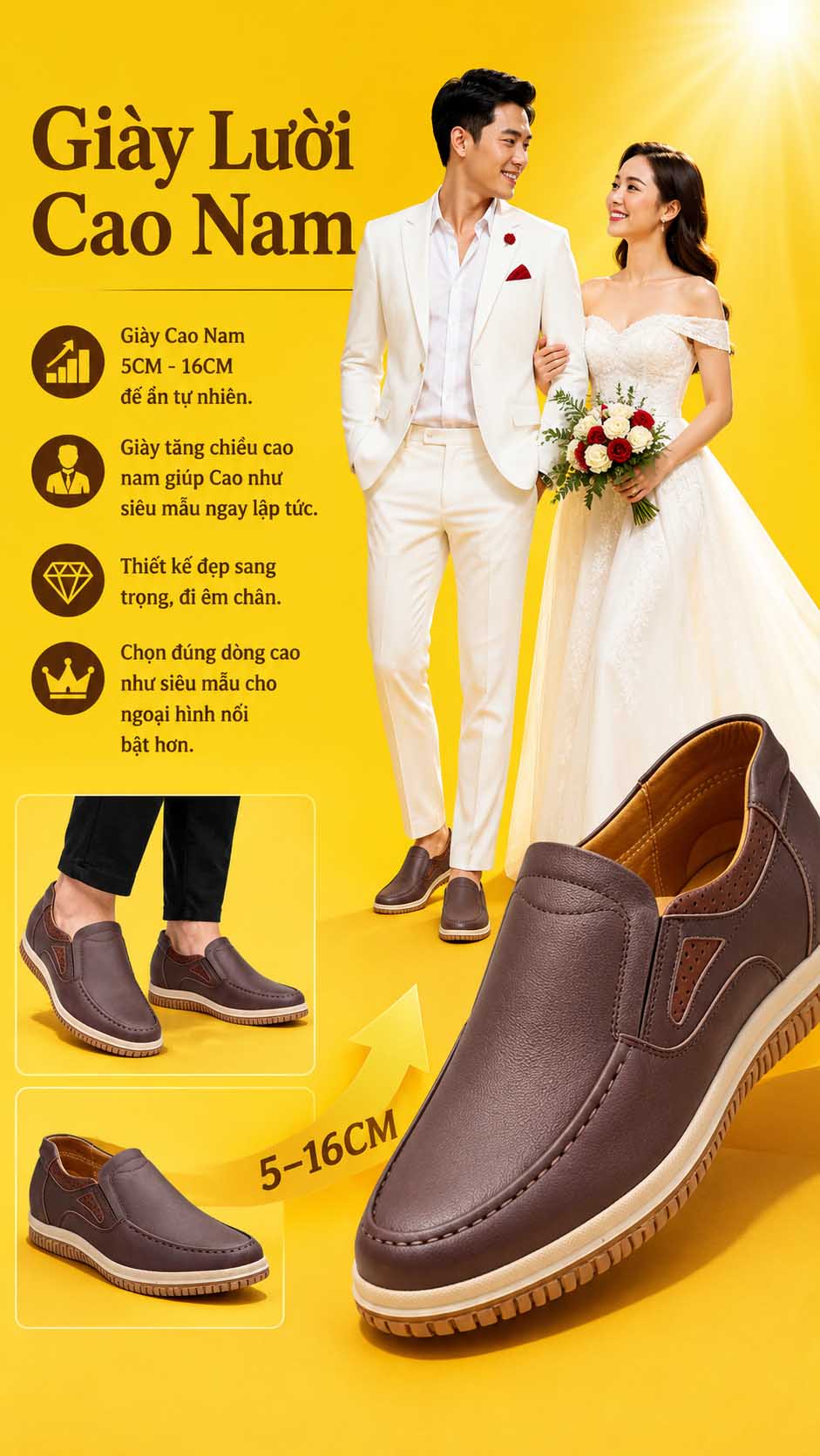 Giày lười cao nam tăng chiều cao