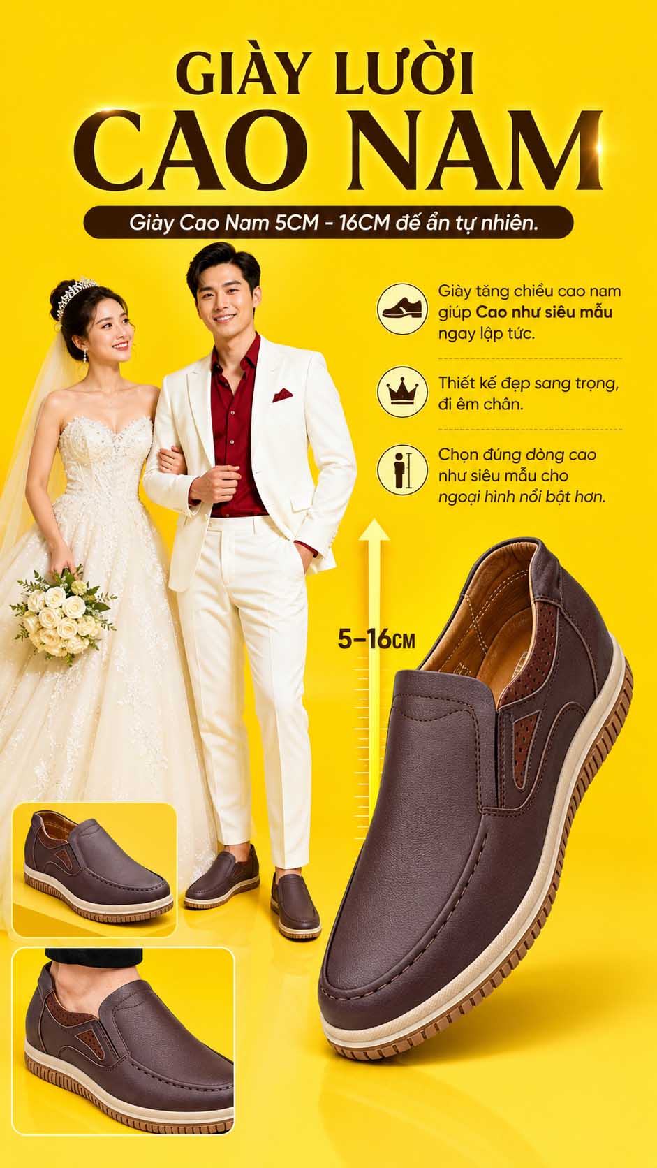 Giày lười cao nam 6cm
