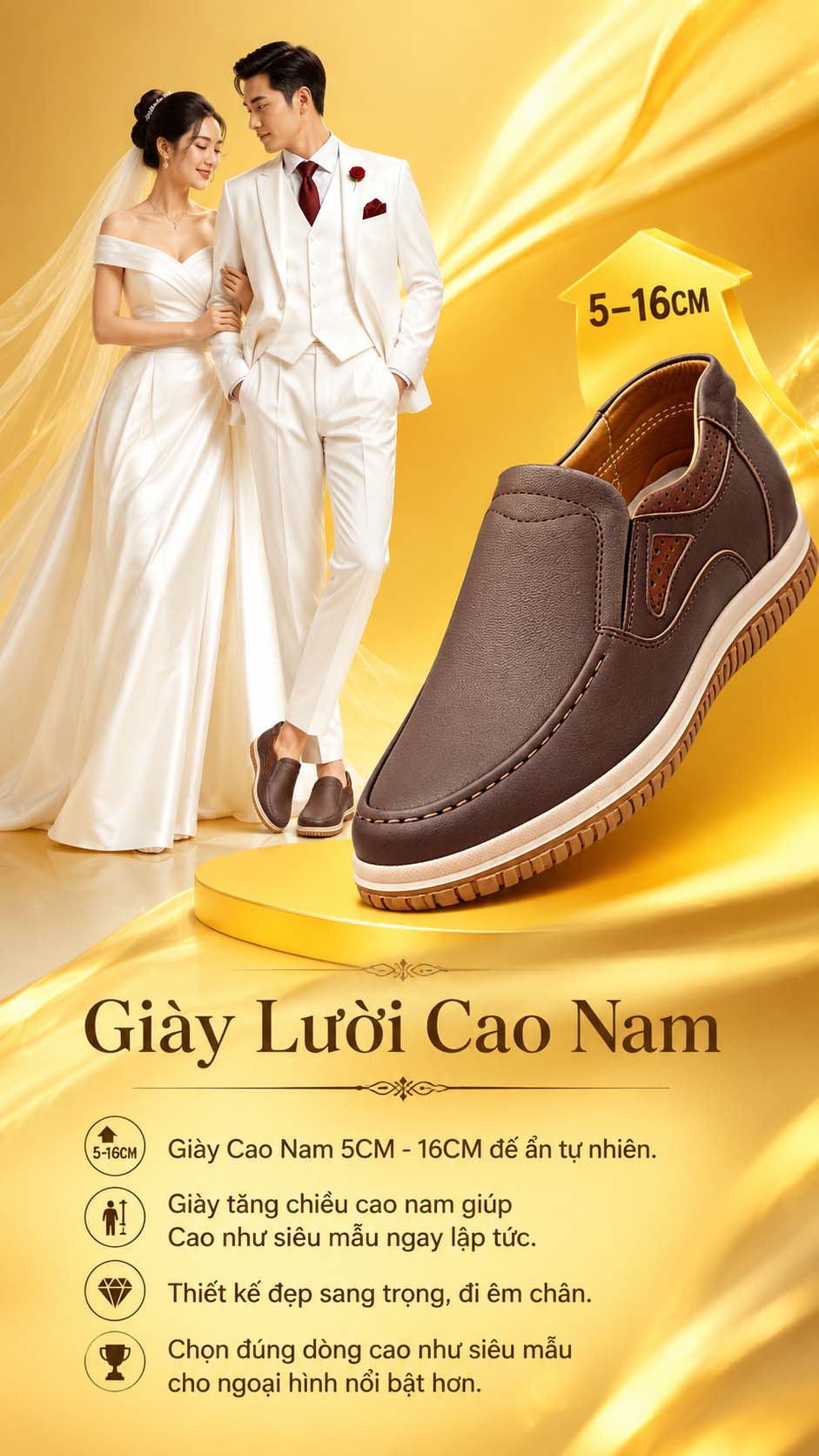 Giày lười cao nam 8cm