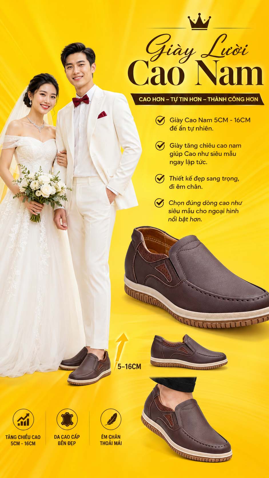 Giày lười cao nam 10cm