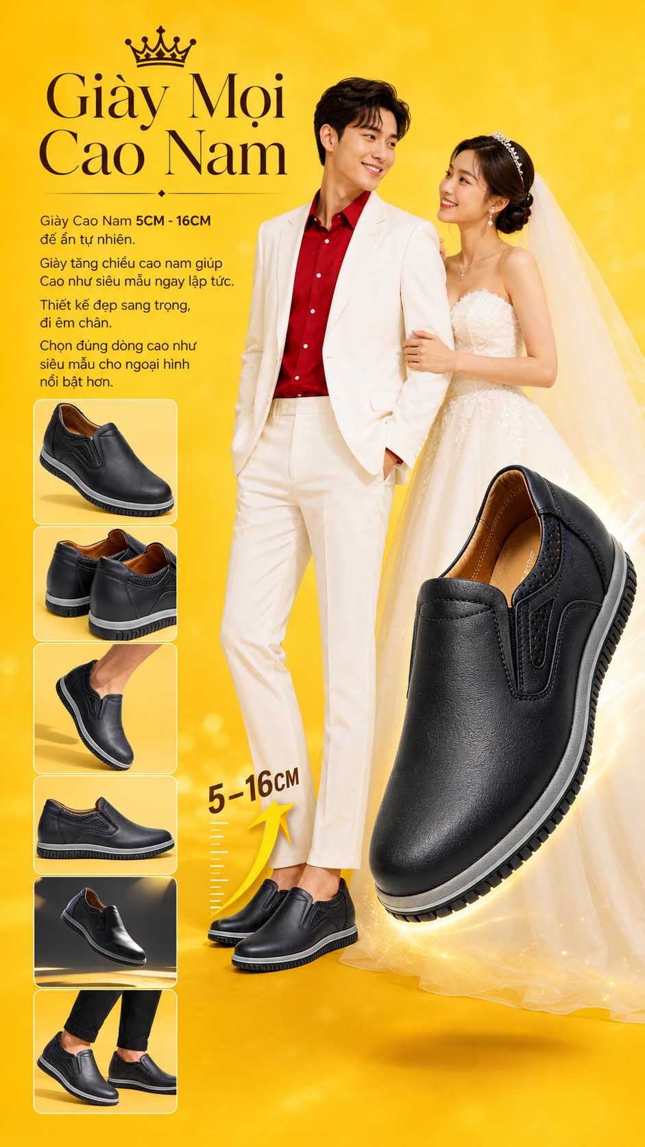 Giày mọi cao nam 6cm