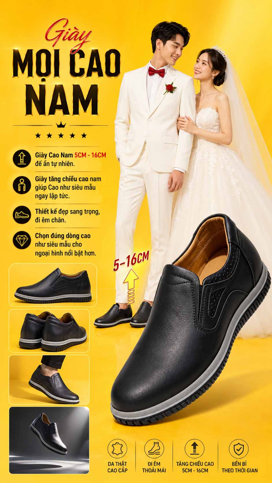 Giày mọi cao nam 8cm