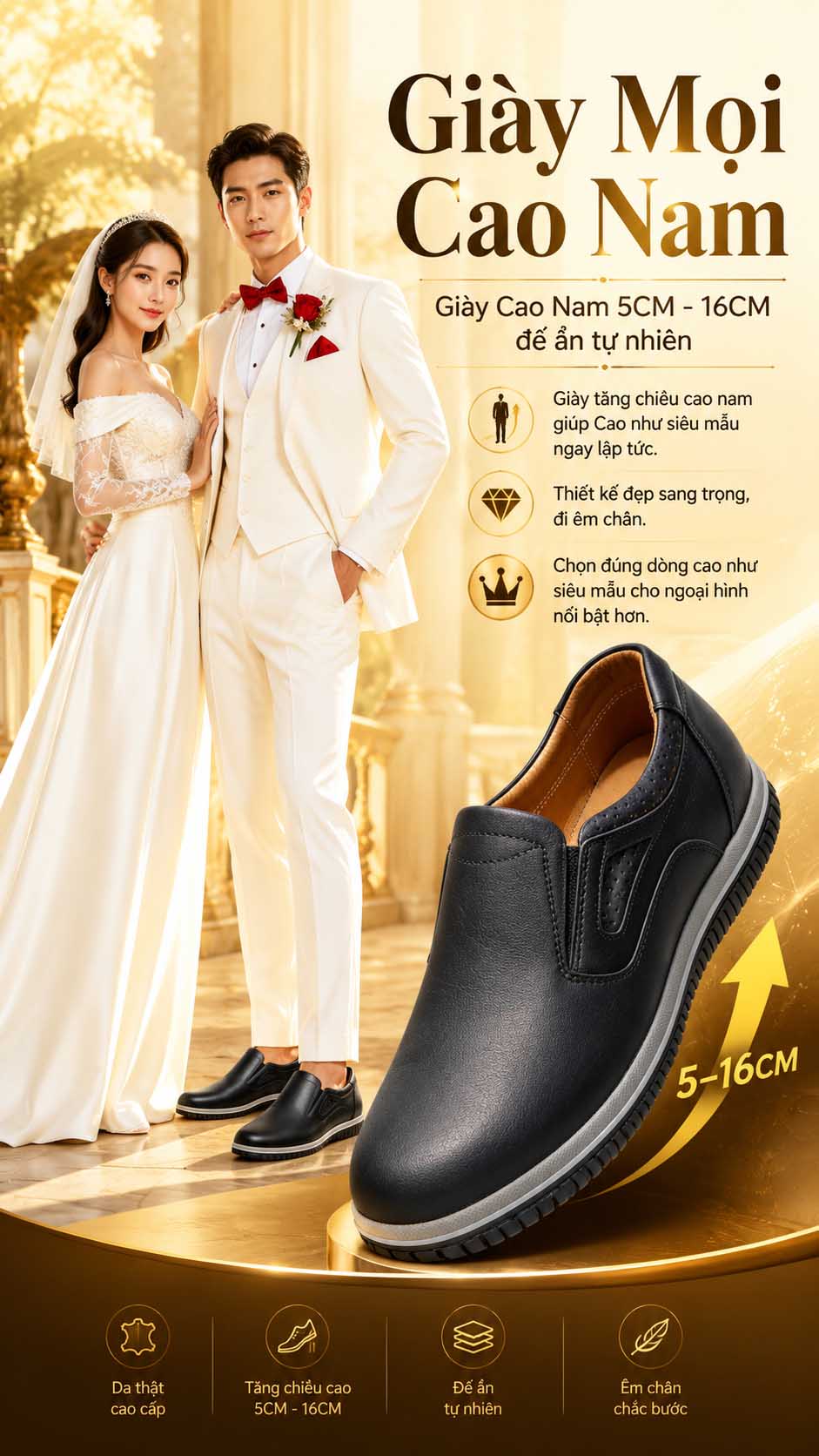 Giày mọi cao nam 10cm