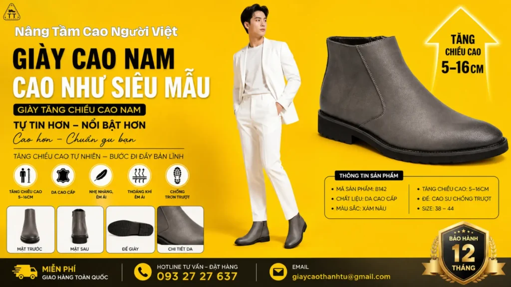 giày cao nam (5-16cm) màu đen, đế ẩn thông minh, siêu nhẹ, form chuẩn, phong cách như siêu mẫu_1