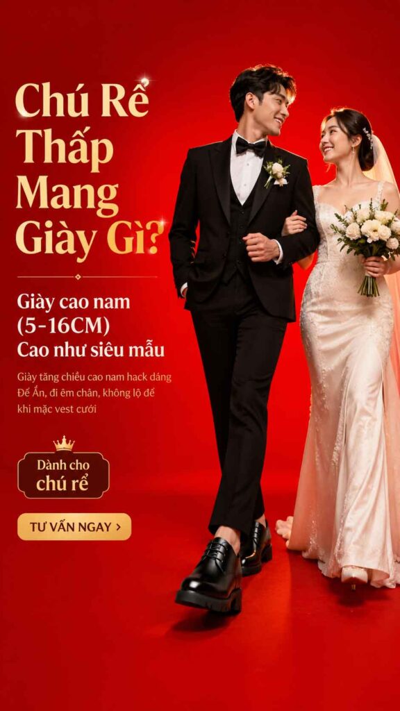 Chú rể thấp mang giày gì để cao hơn trong ngày cưới