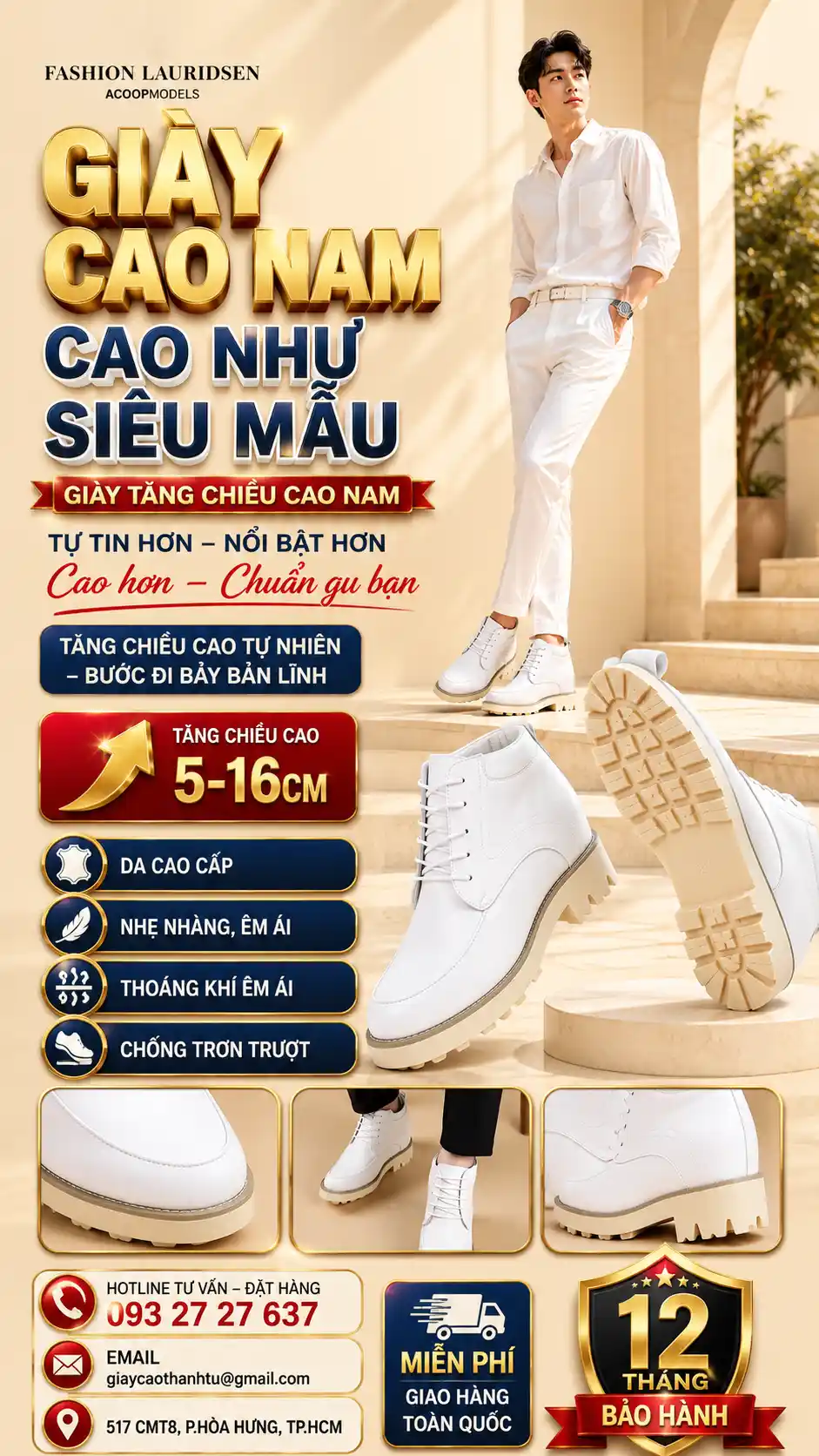 Giới thiệu mẫu giày cao nam Thanh Tú giúp tăng chiều cao tự nhiên