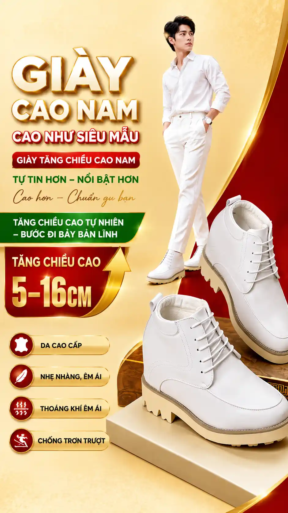 Giới thiệu giày tăng chiều cao nam 5-16CM Cao như siêu mẫu