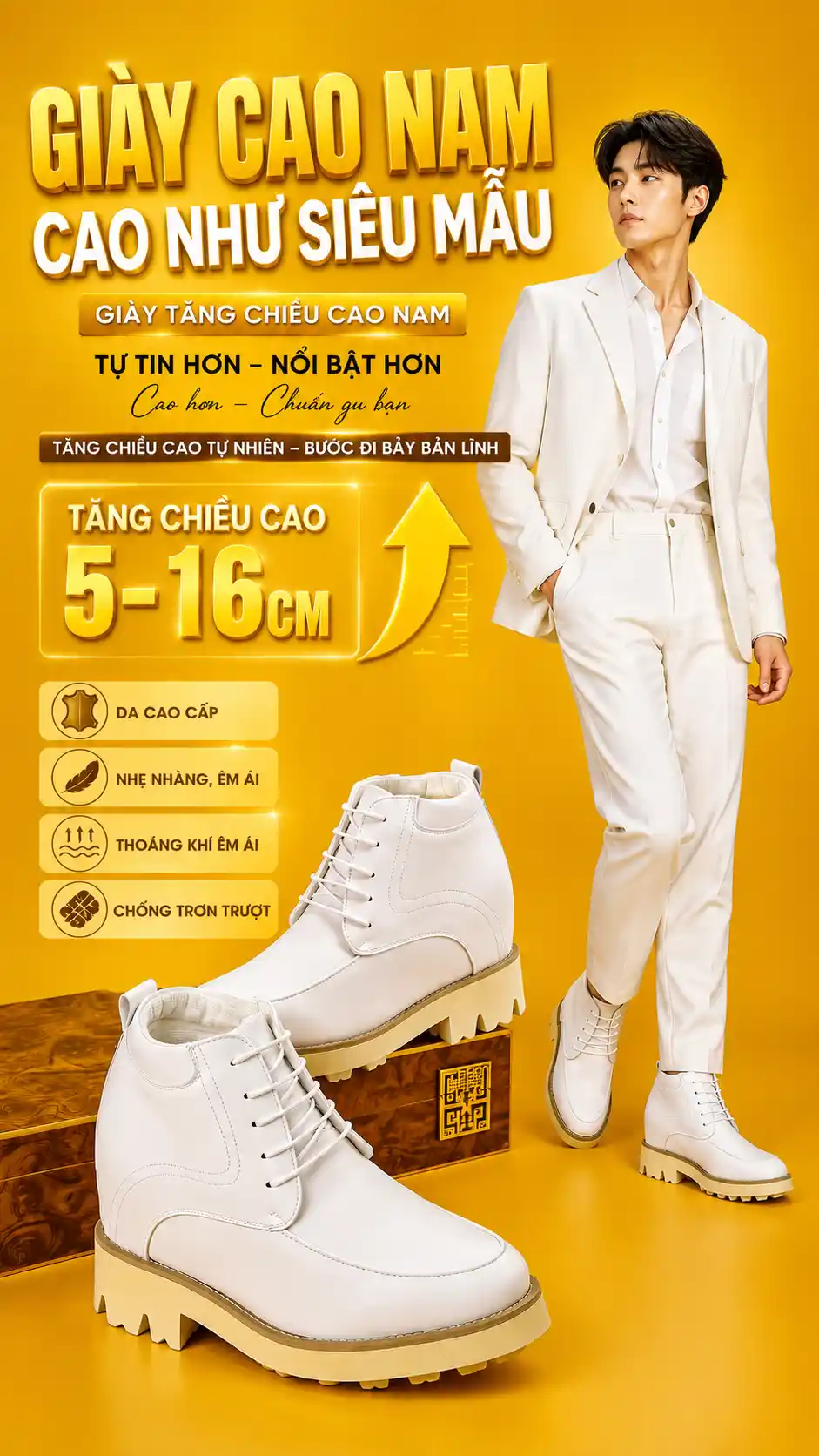 Giới thiệu giày cao nam công sở lịch lãm dễ phối đồ