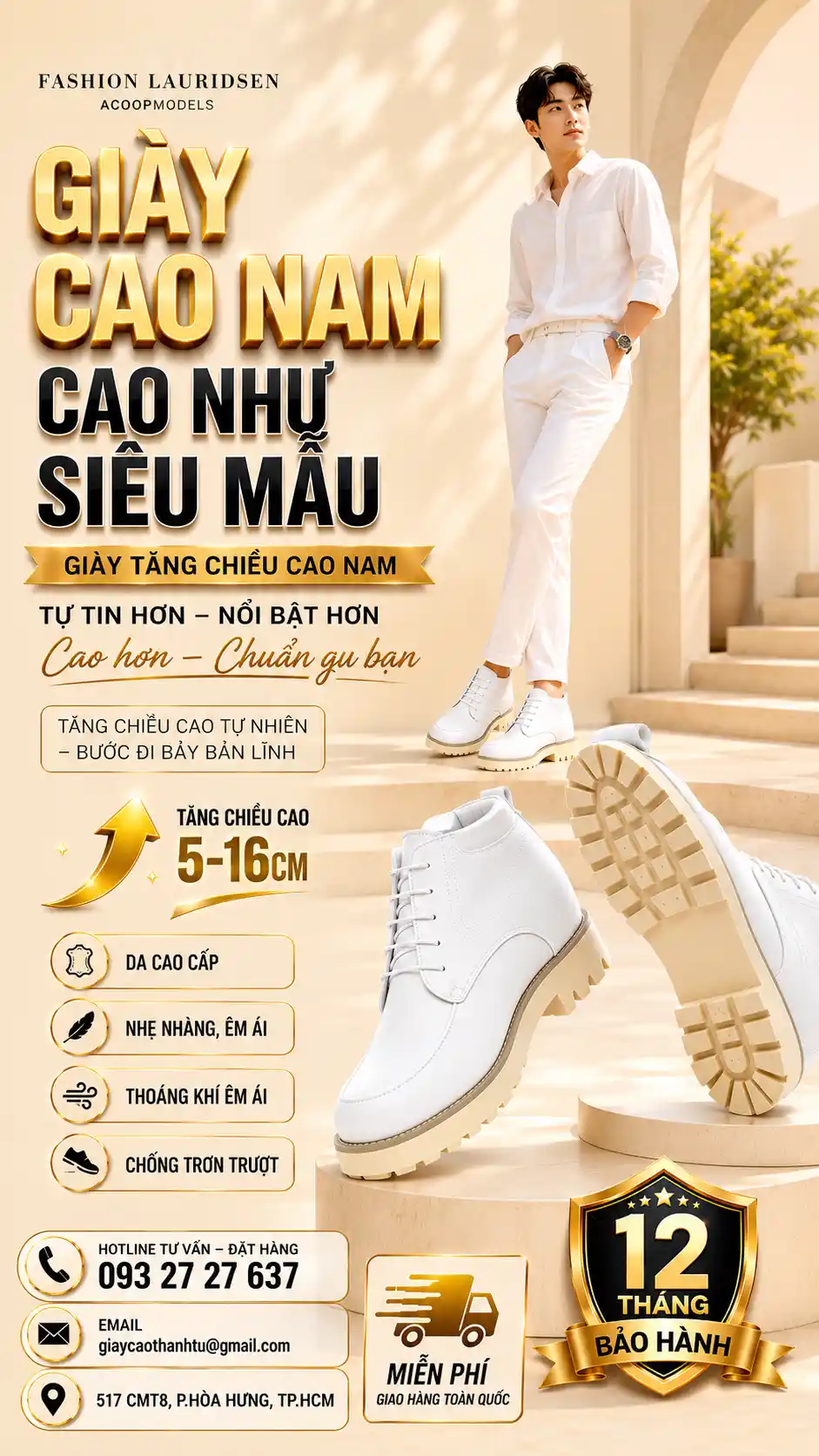 Giới thiệu giày lười tăng chiều cao nam tiện lợi hằng ngày