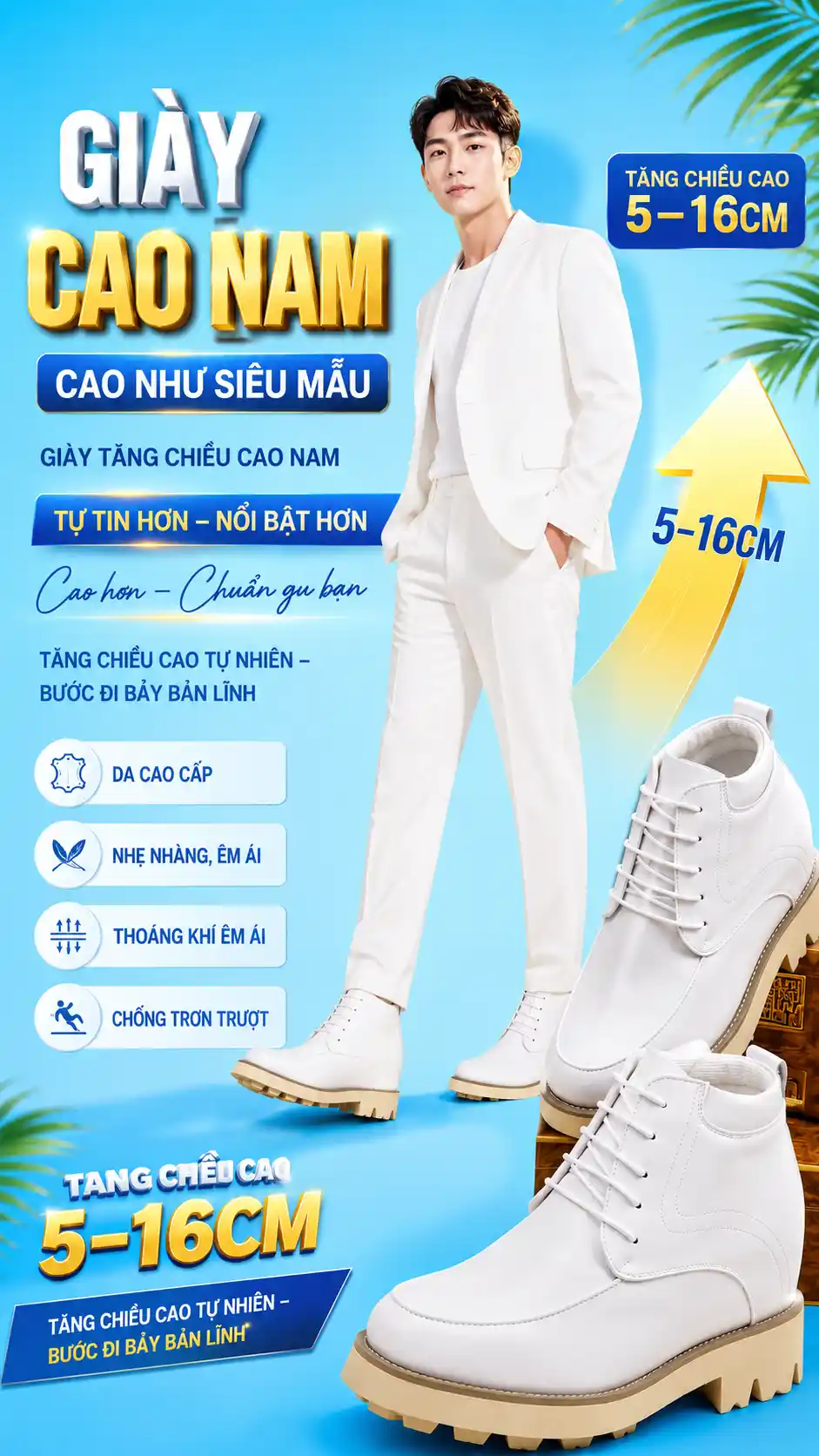 Giới thiệu giày cao nam thể thao năng động cho nam giới