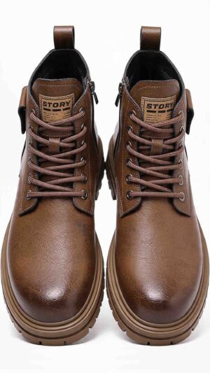 Giày boot tăng chiều cao nam da cao cấp, giúp tăng dáng tự nhiên khi đi làm và đi chơi.