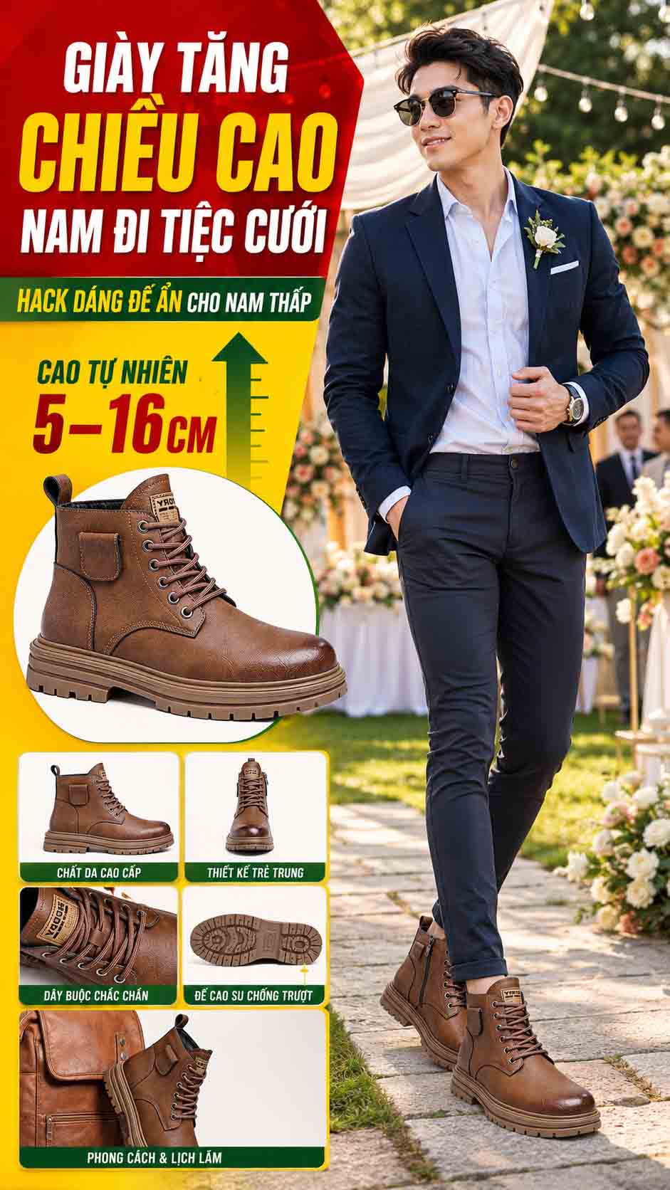 Cách phối đồ cho nam thấp mặc áo sơ mi quần tây cùng giày cao nam lịch lãm