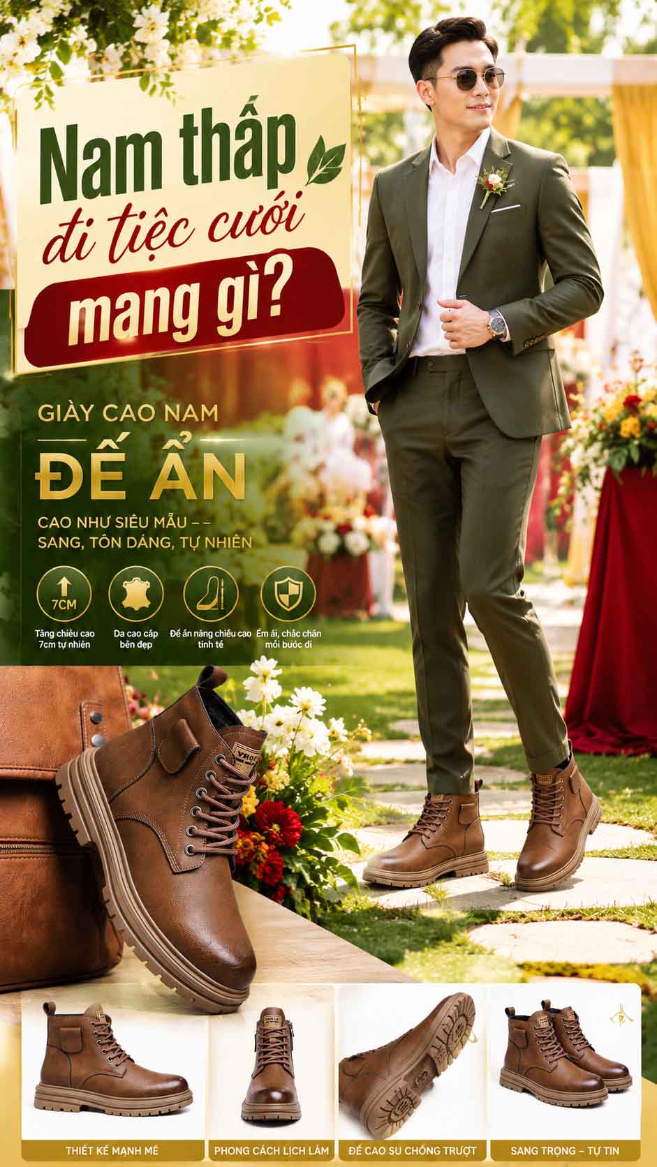 Cách phối đồ cho nam thấp khi đi làm với giày tăng chiều cao nam đế ẩn