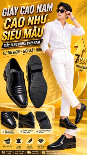 Giày nam cao 16cm tăng chiều cao mạnh mẽ