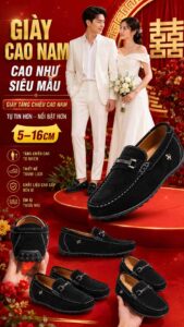 Giày Cao Như Siêu Mẫu 5cm cho nam thấp muốn tăng dáng tự nhiên