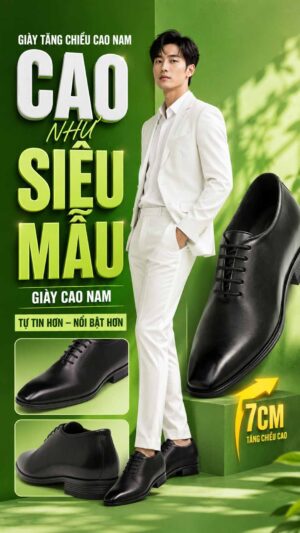 Giày nam tăng chiều cao dáng thể thao năng động