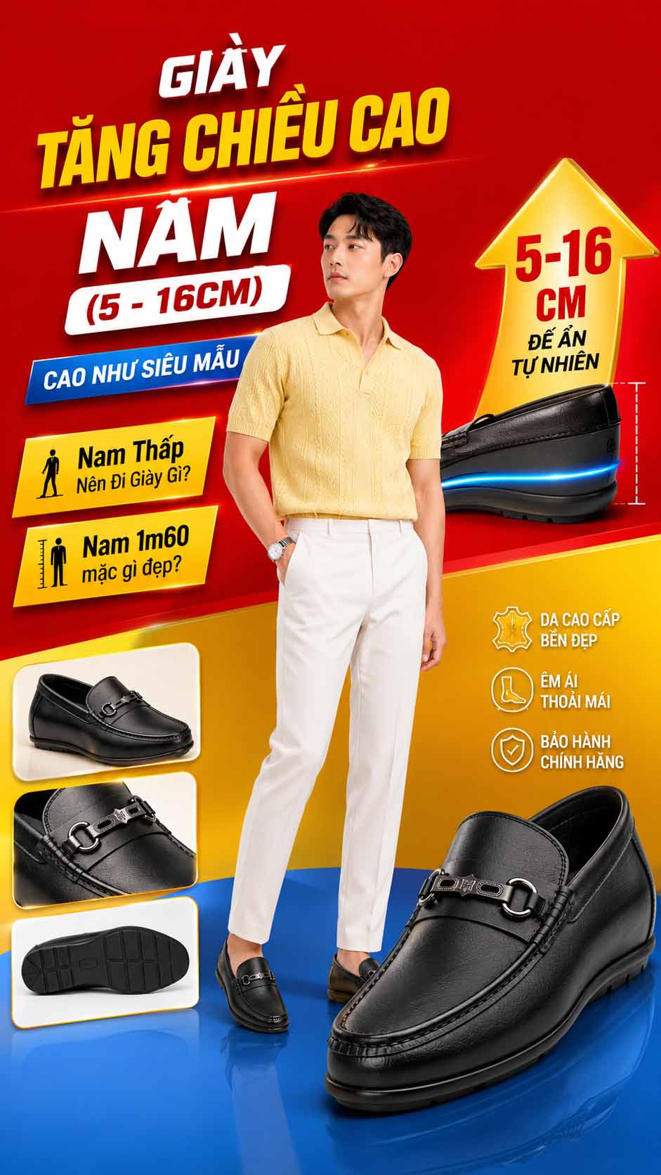 Nam 1m60 mặc gì đẹp khi phối áo thun quần jean và giày cao nam