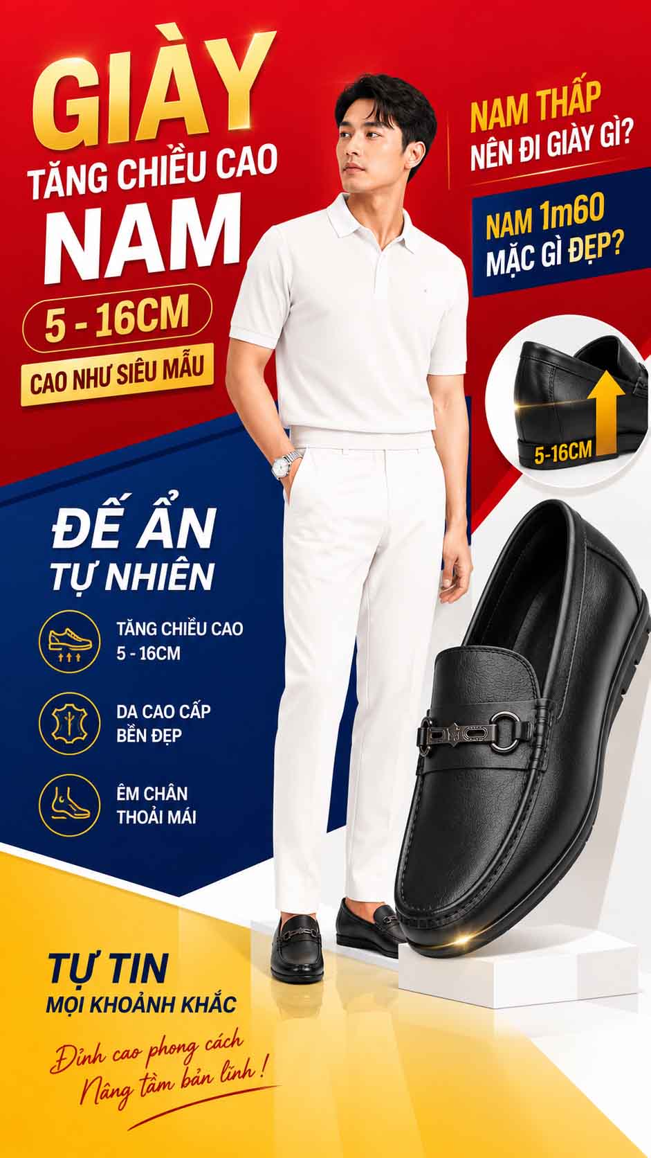 Nam 1m60 mặc gì đẹp với quần tây áo sơ mi và giày cao nam công sở
