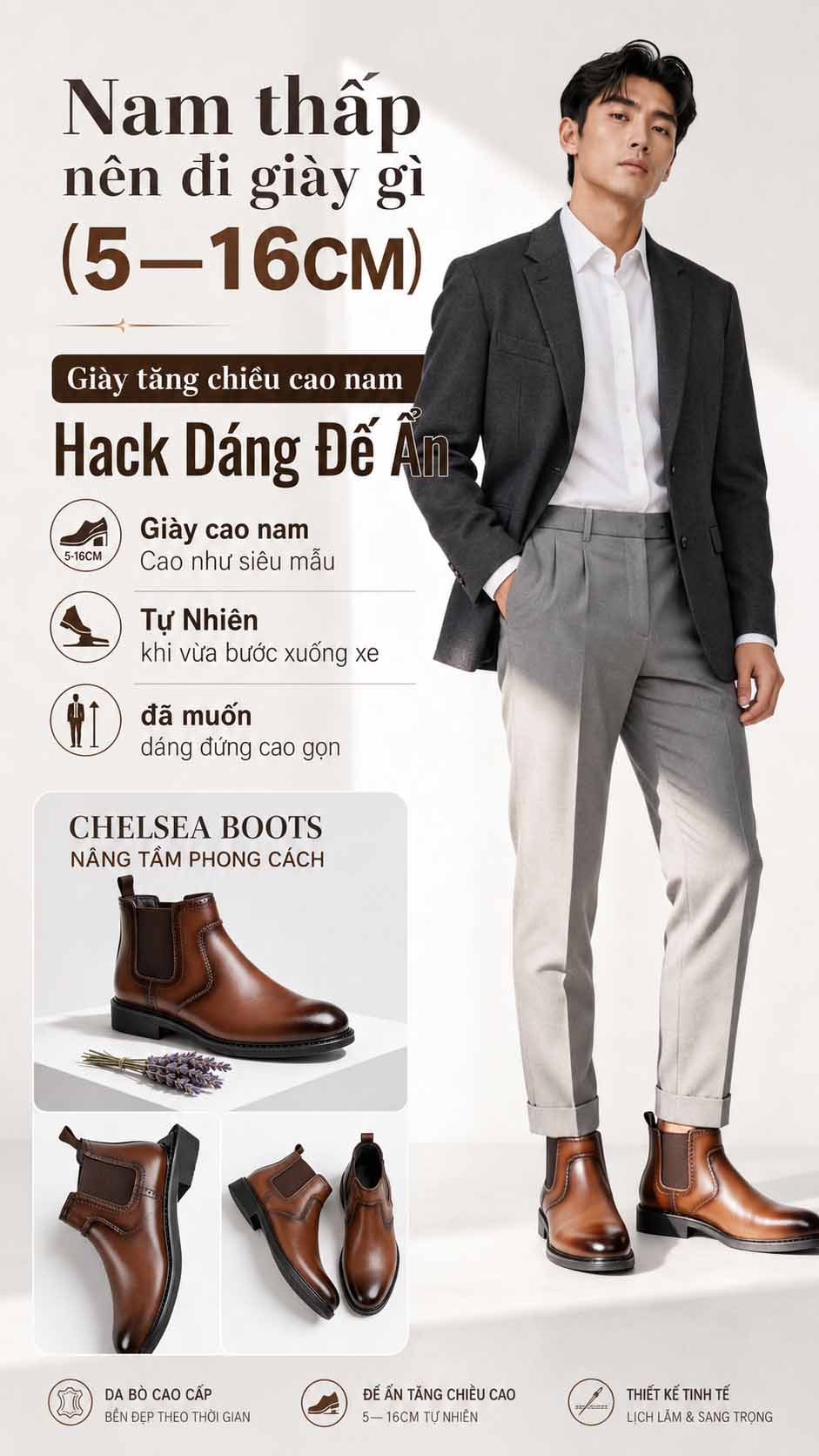Nam thấp nên đi giày gì để phối đồ đẹp hơn
