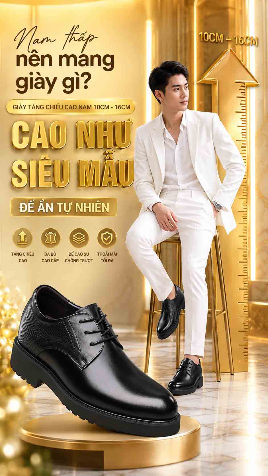 Nam thấp nên mang giày gì không lộ đế khi đi chơi