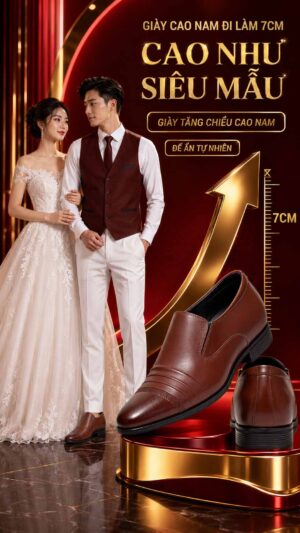 Giày cao nam cho người thấp giúp tăng chiều cao kín đáo