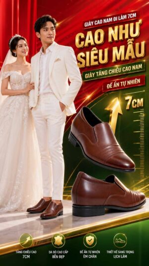 Giày cao nam cho người thấp cao 5cm dễ đi hằng ngày