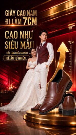 Giày cao nam cho người thấp cao 6cm đi êm chân