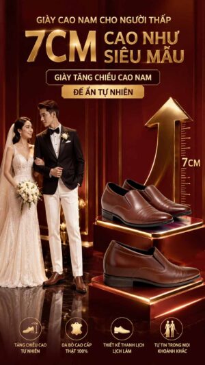 Giày cao nam cho người thấp cao 10cm cao như siêu mẫu
