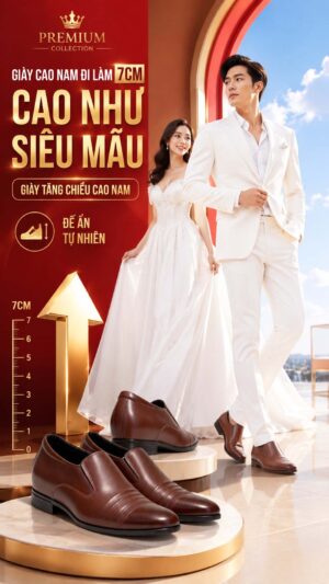 Giày cao nam cho người thấp cao 12cm đi tiệc sang trọng