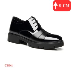 Giày cao nam da thật 9cm đế ẩn tự nhiên màu đen