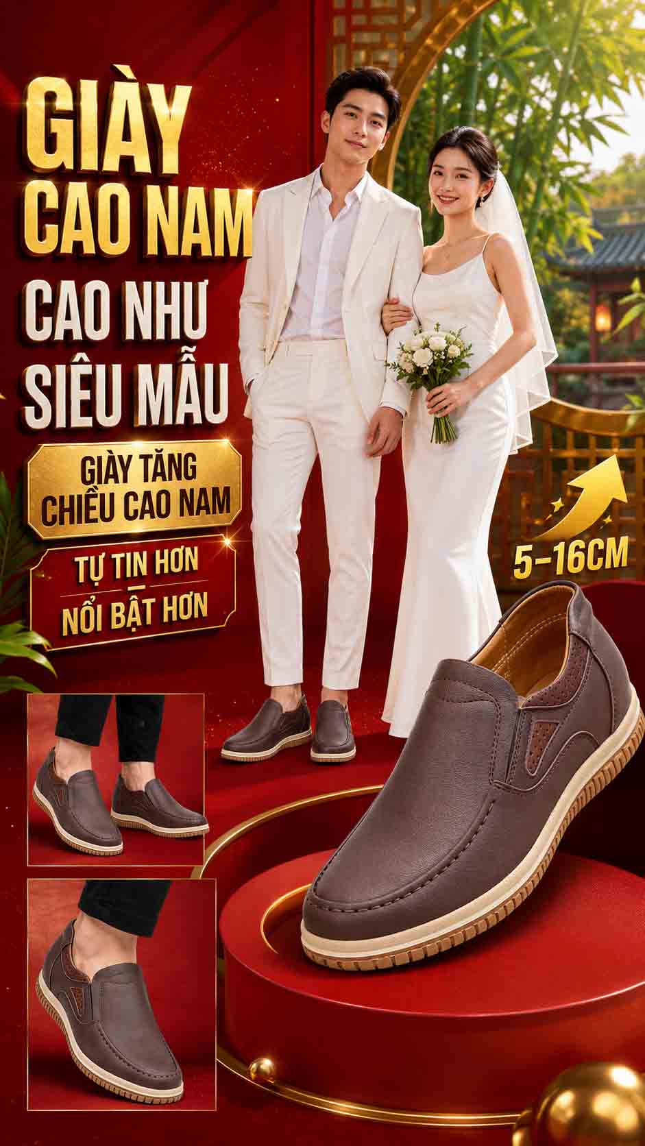 Nam 1m60 nên đi giày gì không lộ đế