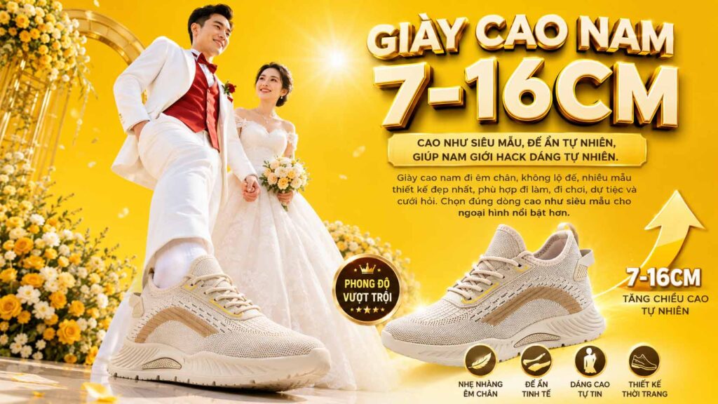 Giày cao nam (5-16CM) đế ẩn tự nhiên