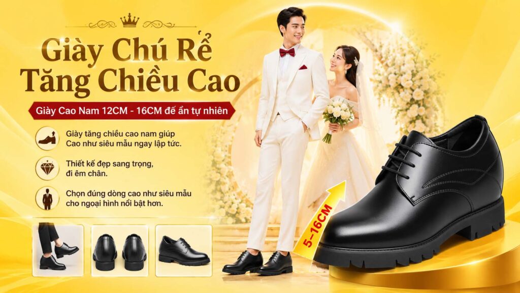Giày chú rể tăng chiều cao 12cm