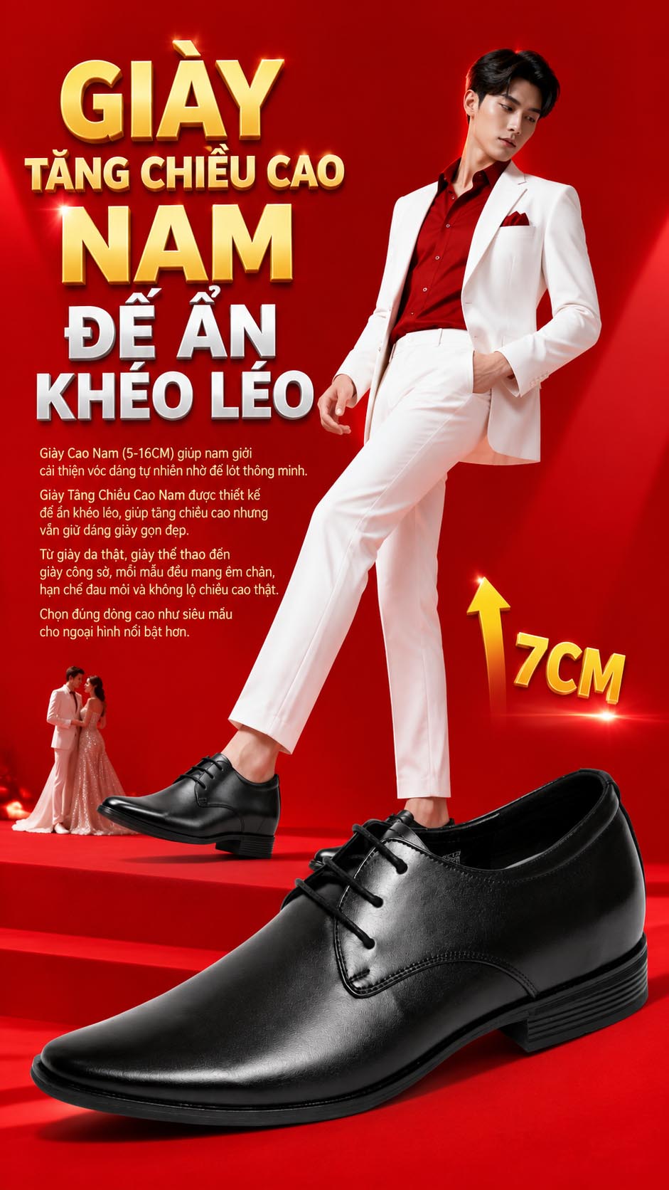 Cách chọn giày tăng chiều cao nam cao 5cm tự nhiên