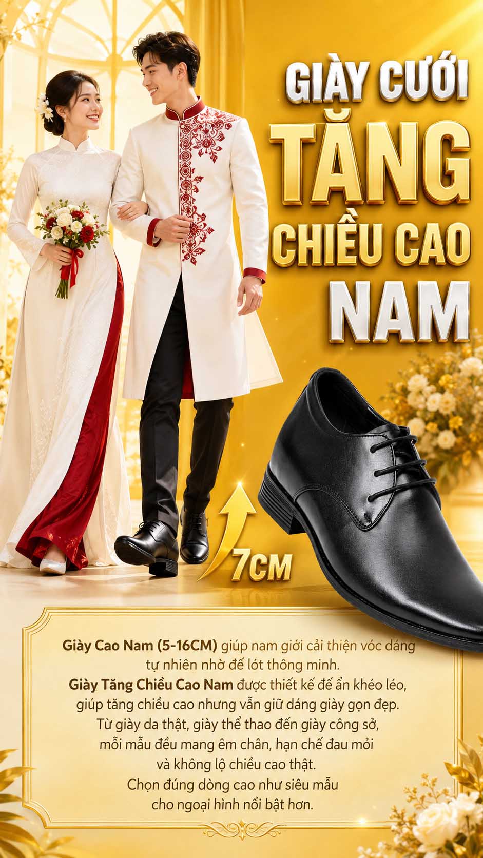 Cách chọn giày tăng chiều cao nam công sở lịch lãm
