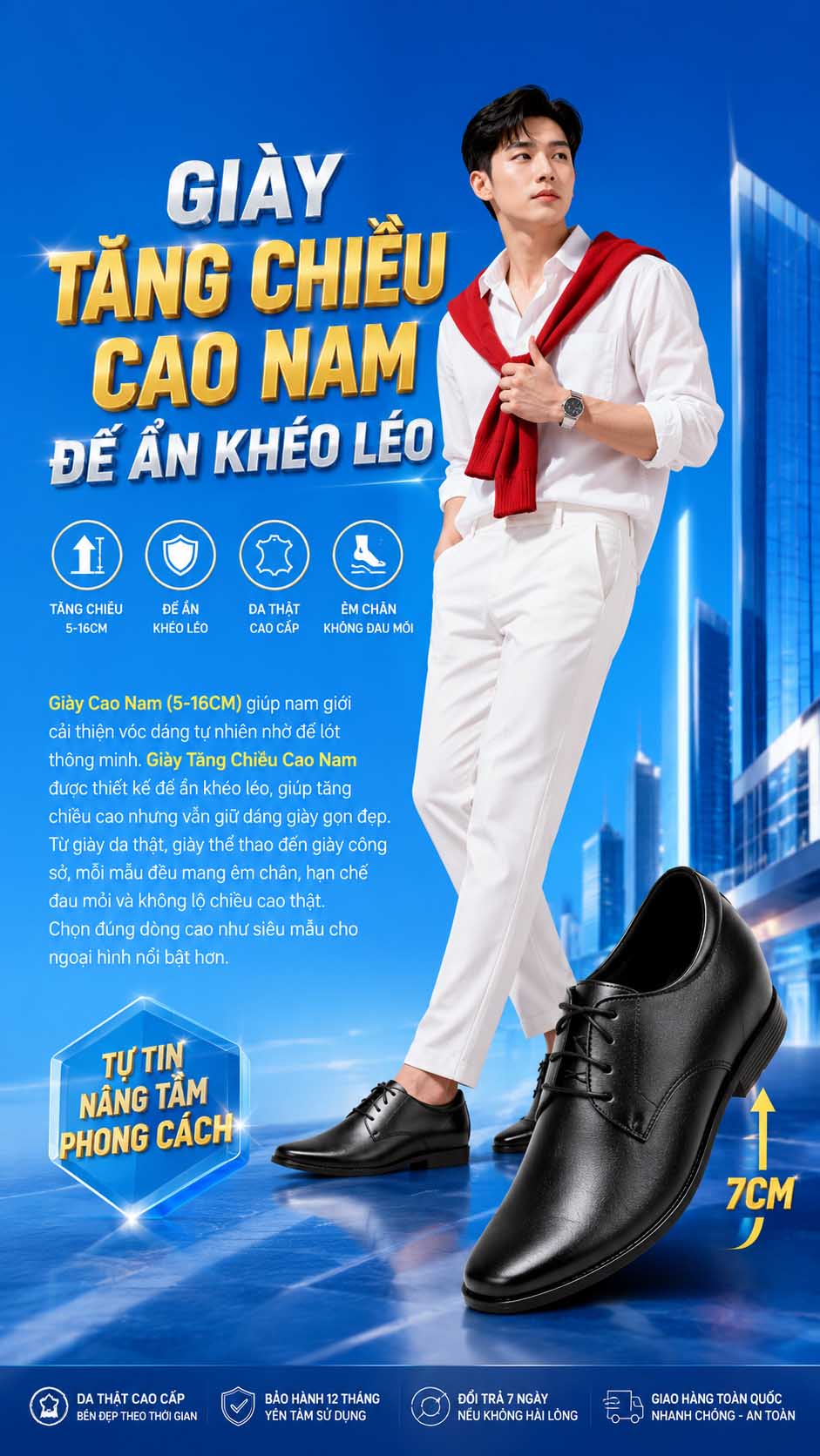 Cách chọn giày tăng chiều cao nam cao 16cm nổi bật