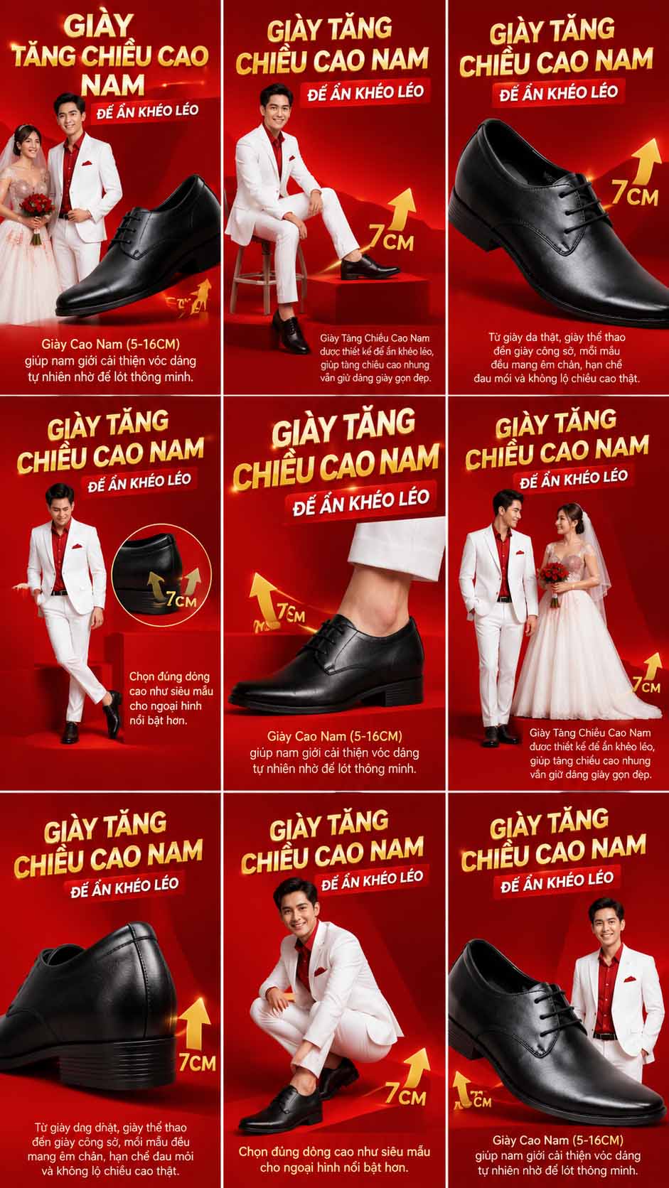 Cách chọn giày tăng chiều cao nam cho chú rể