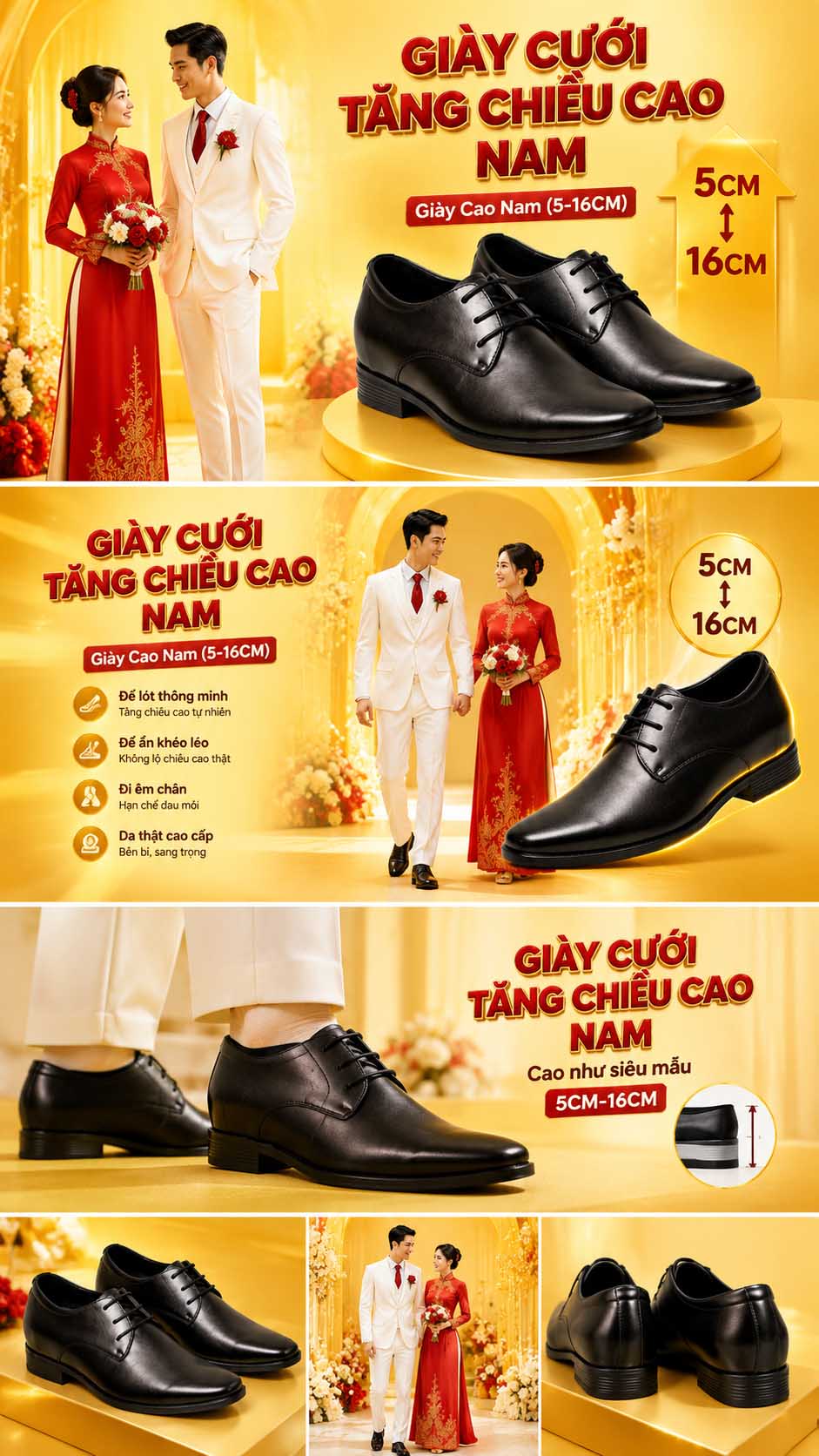 Cách chọn giày tăng chiều cao nam đi tiệc cưới